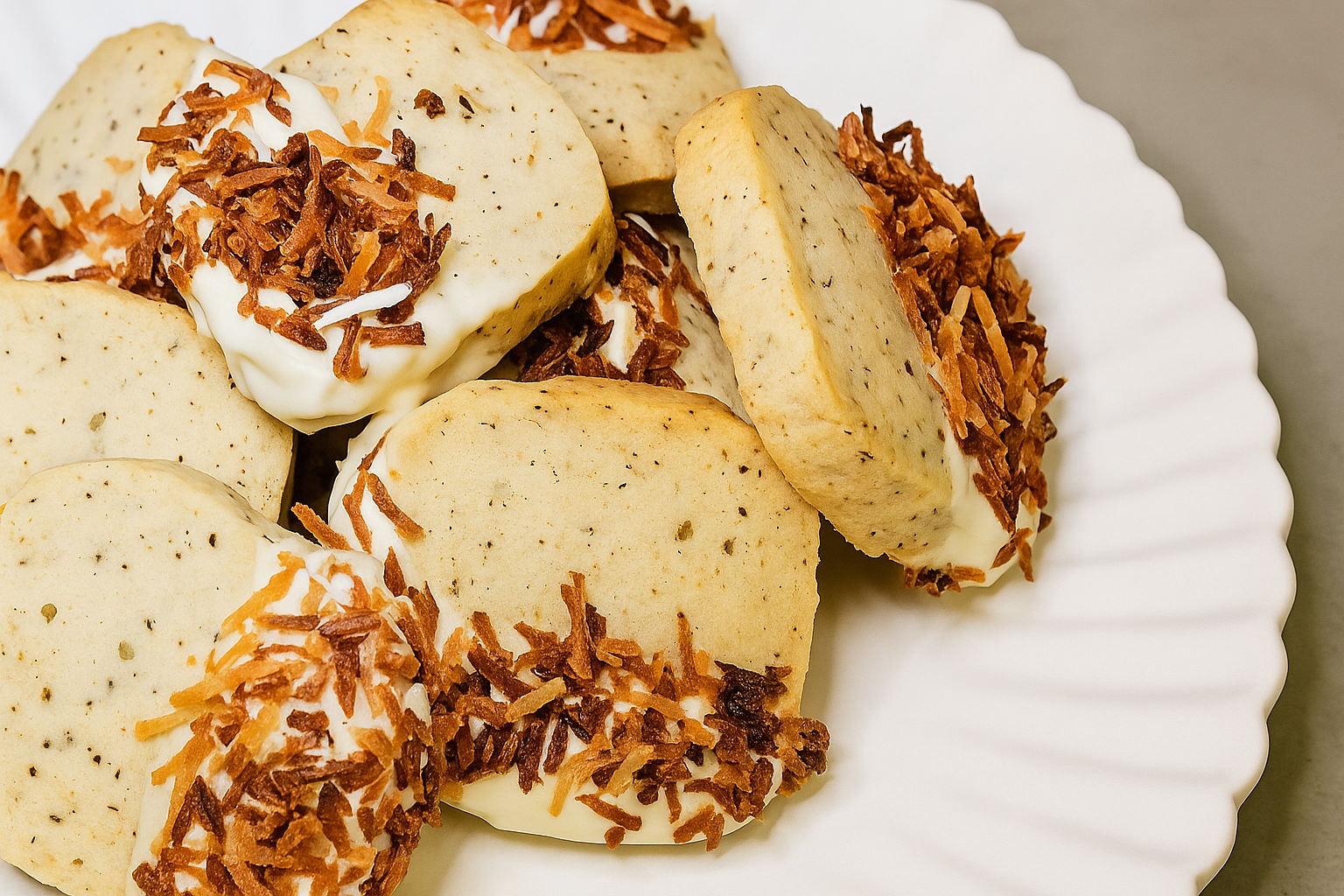 WHITE CHOCOLATE COCONUT SHORTBREAD