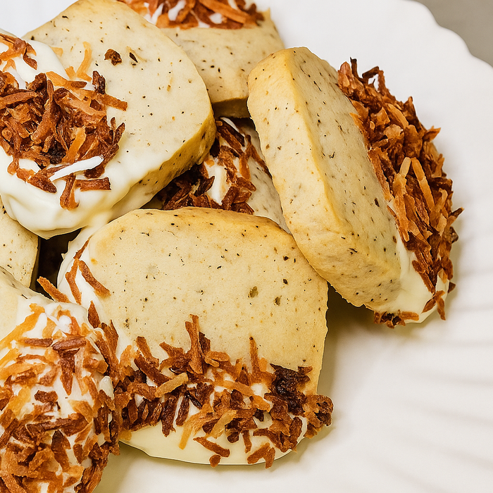 WHITE CHOCOLATE COCONUT SHORTBREAD