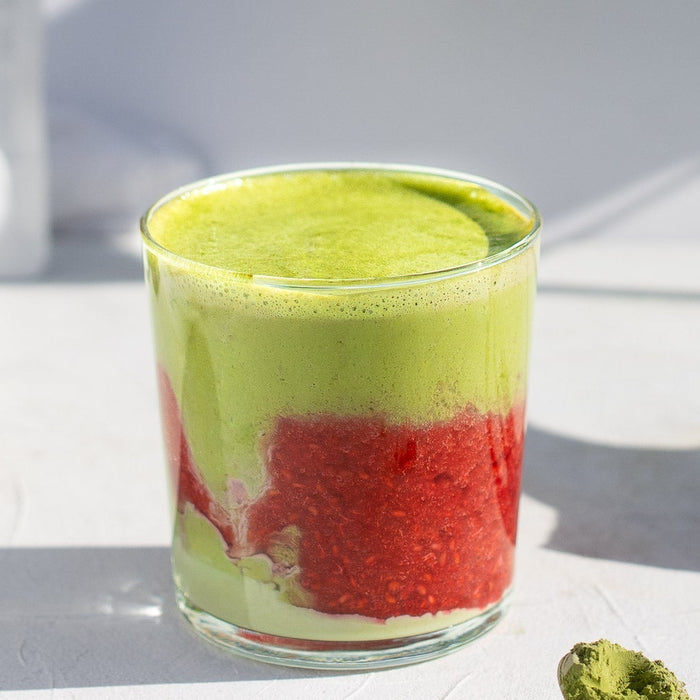 LAYERED MATCHA RASPBERRY SMOOTHIE
