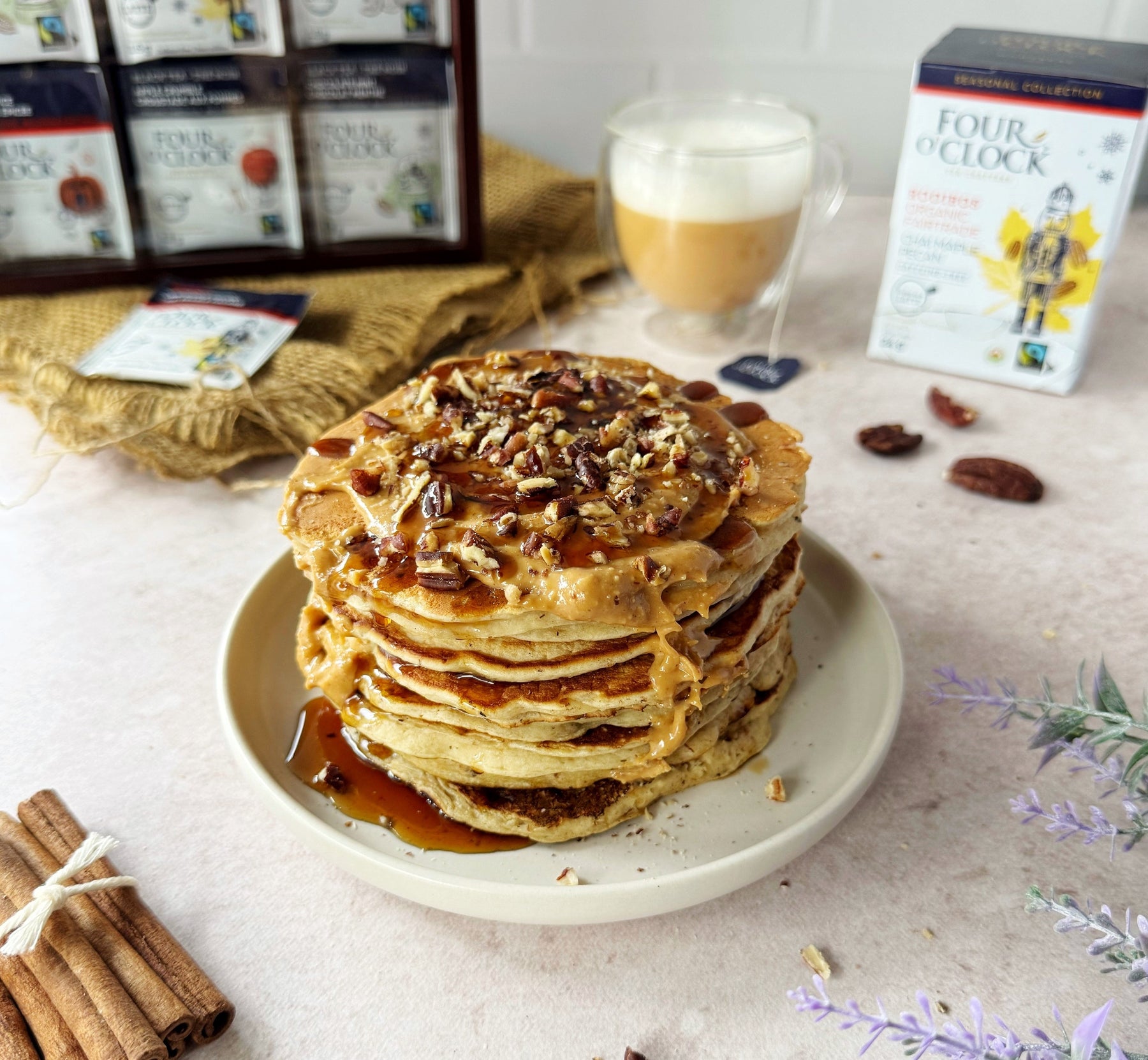 CHAI MAPLE PECAN PANCAKES