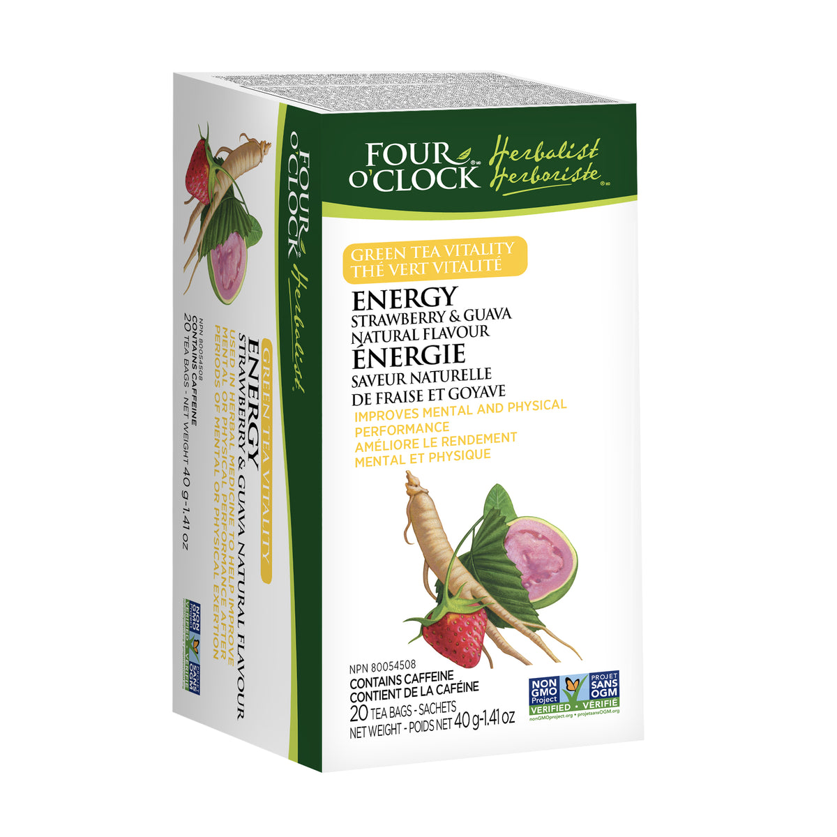 Energy Strawberry & Guava Green Tea — Four O'Clock