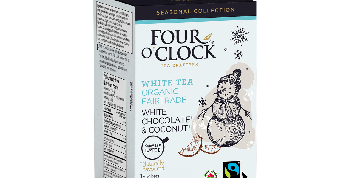 White Chocolate & Coconut Organic Fairtrade White Tea — Four O'Clock